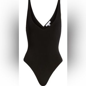 Nordstrom Leith | deep-V black bodysuit